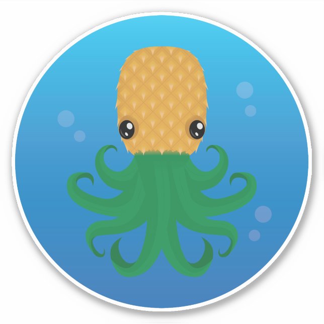 Niedliche Ananas (Ananas-Octopus) im Wasser Aufkleber (Vorderseite)