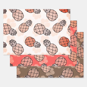 Niedliche Ananas, drei Farben Geschenkpapier Set