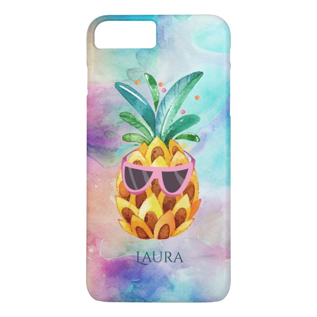 Niedliche Ananas farbenfrohe Wasserfarben Hintergr Case-Mate iPhone Hülle (Rückseite)