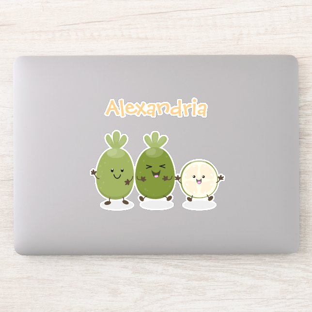 Niedliche Ananas guava feijoa Cartoon Illustration Aufkleber (Computer)
