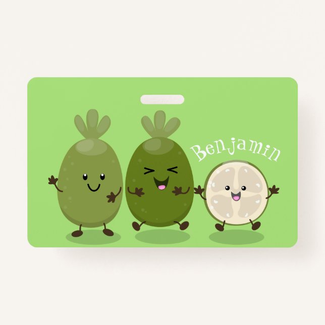 Niedliche Ananas guava feijoa Cartoon Illustration Ausweis (Vorderseite)
