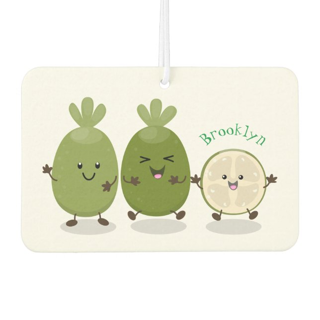 Niedliche Ananas guava feijoa Cartoon Illustration Autolufterfrischer (Vorderseite)