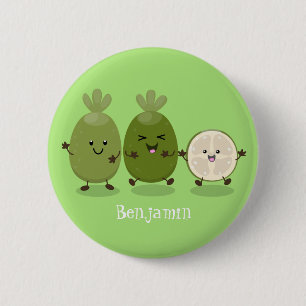 Niedliche Ananas guava feijoa Cartoon Illustration Button