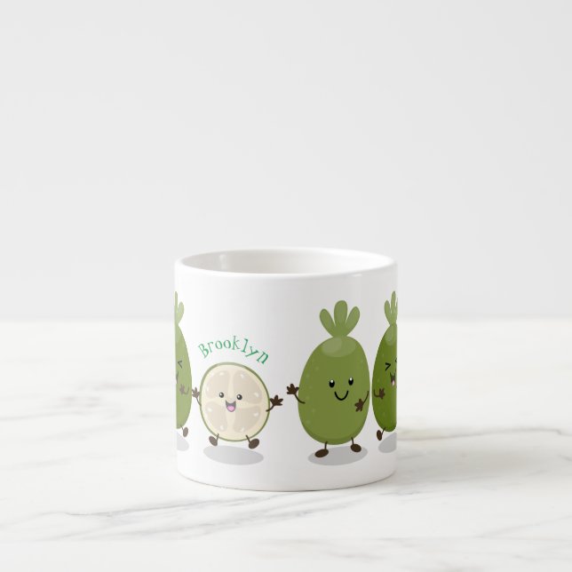 Niedliche Ananas guava feijoa Cartoon Illustration Espressotasse (Vorderseite)