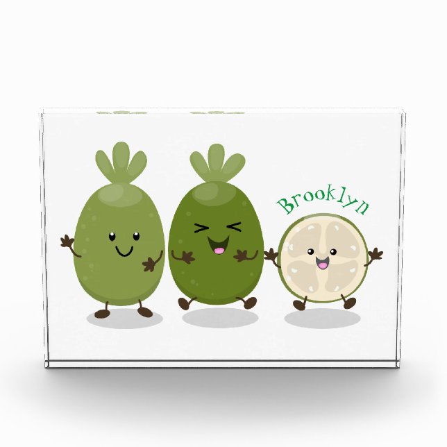 Niedliche Ananas guava feijoa Cartoon Illustration Fotoblock (Vorderseite)