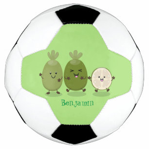 Niedliche Ananas guava feijoa Cartoon Illustration Fußball