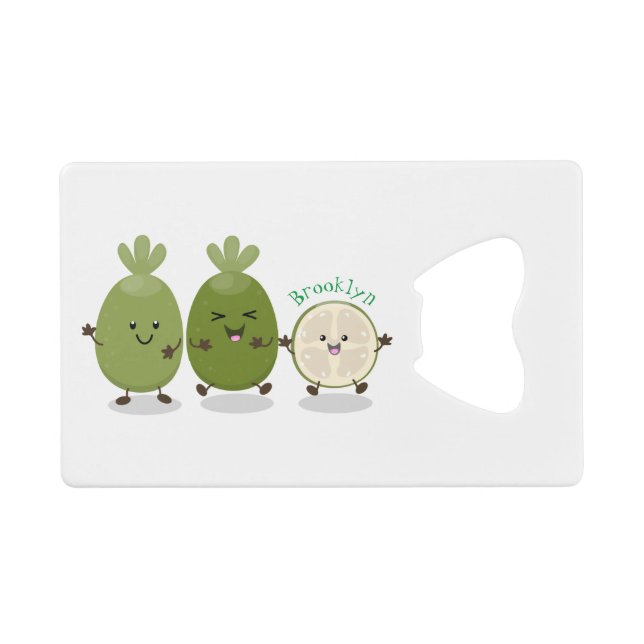 Niedliche Ananas guava feijoa Cartoon Illustration Geldbeutel Flaschenöffner (Vorderseite (Horizontal))