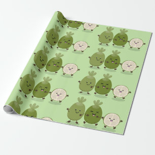 Niedliche Ananas guava feijoa Cartoon Illustration Geschenkpapier