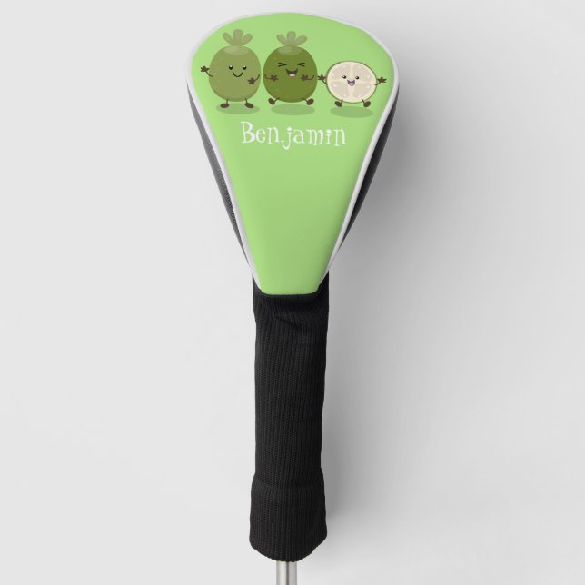 Niedliche Ananas guava feijoa Cartoon Illustration Golf Headcover (Vorderseite)
