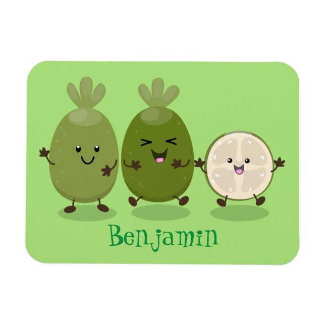 Niedliche Ananas guava feijoa Cartoon Illustration Magnet (Horizontal)