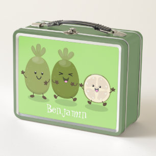 Niedliche Ananas guava feijoa Cartoon Illustration Metall Brotdose