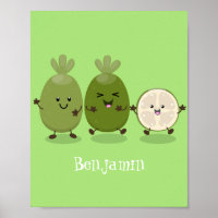Niedliche Ananas guava feijoa Cartoon Illustration