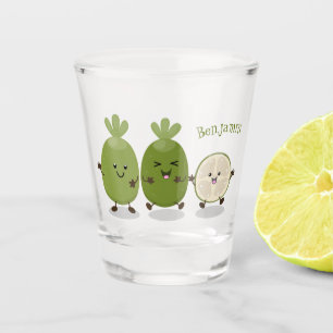 Niedliche Ananas guava feijoa Cartoon Illustration Schnapsglas