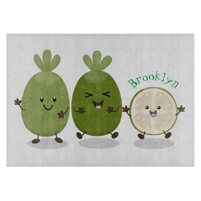 Niedliche Ananas guava feijoa Cartoon Illustration Schneidebrett (Vorderseite)