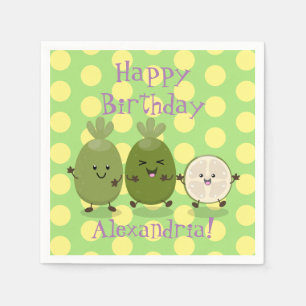Niedliche Ananas guava feijoa Cartoon Illustration Serviette