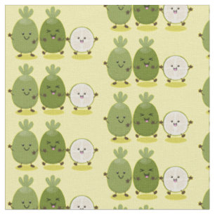 Niedliche Ananas guava feijoa Cartoon Illustration Stoff