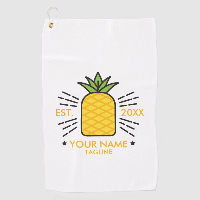 Niedliche Ananas mit Monogramm Golfhandtuch (Vorderseite)