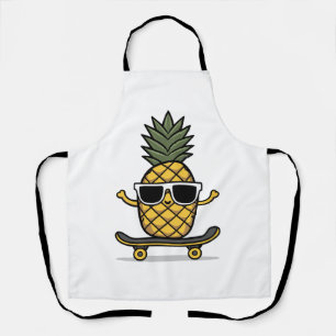 Niedliche Ananas mit Sonnenbrille auf einem Skateb Schürze