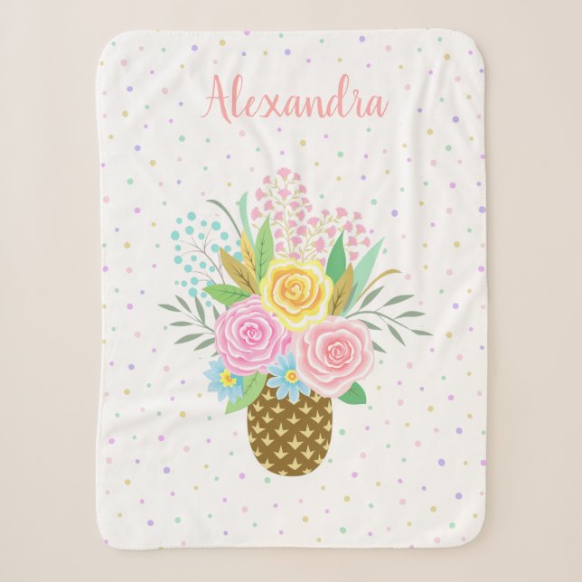 Niedliche Ananas Rose Bouquet Pink Sherpadecke (Vorderseite)
