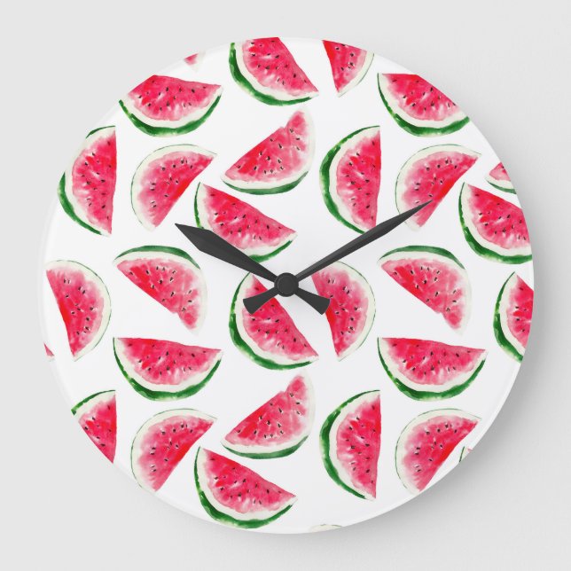 Niedliche Ananas- und Watermelonmuster Große Wanduhr (Vorderseite)