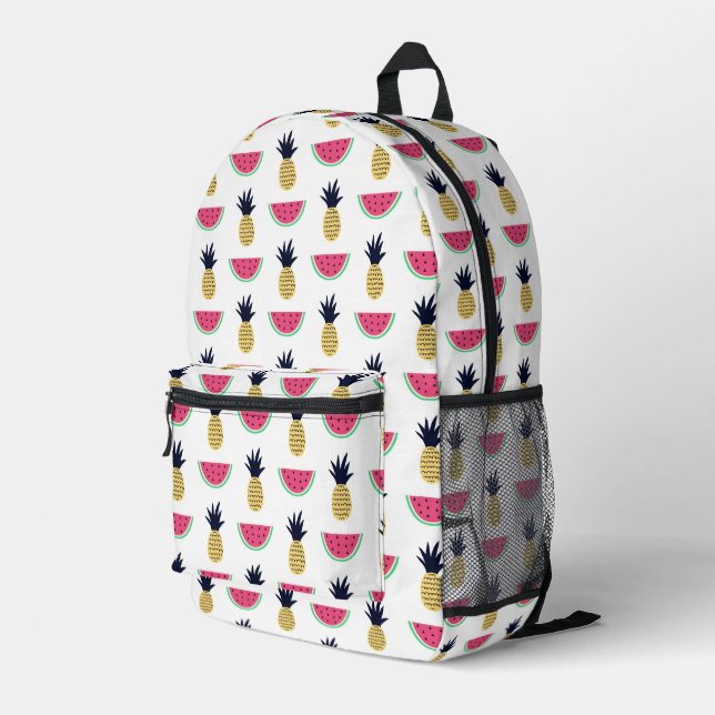 Niedliche Ananas & Watermelon Doodle Muster Bedruckter Rucksack (Rückseitige Ecke Rechts)