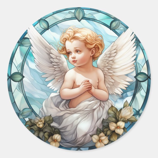 Niedliche Angel-Liebhaber Runder Aufkleber (Vorderseite)