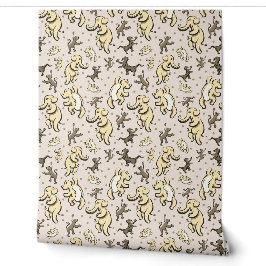 Niedliche Animateure tanzen Beige Creme Kinderzimm Tapete