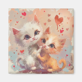 Niedliche Anime Cats Digitale Kunst Magnet