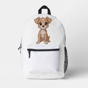 Niedliche Anime Dog Illustration mit Big Eyes Bedruckter Rucksack