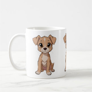Niedliche Anime Dog Illustration mit Big Eyes Kaffeetasse
