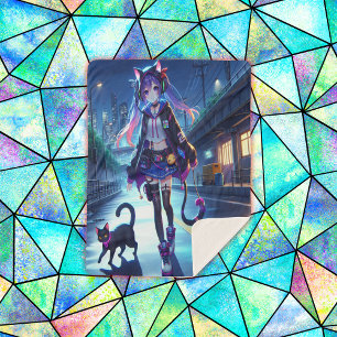 Niedliche Anime Gamer Girl & Cat Groß Sherpadecke