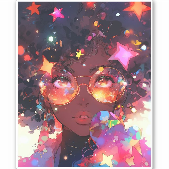 Niedliche Anime Girl American Art Aufkleber (Vorderseite)