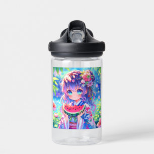 Niedliche Anime Girl Eating Watermelon Trinkflasche