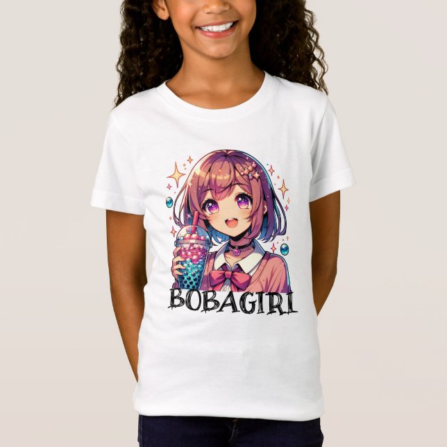 Niedliche Anime Girl Holding Bubble Tee (Vorderseite)