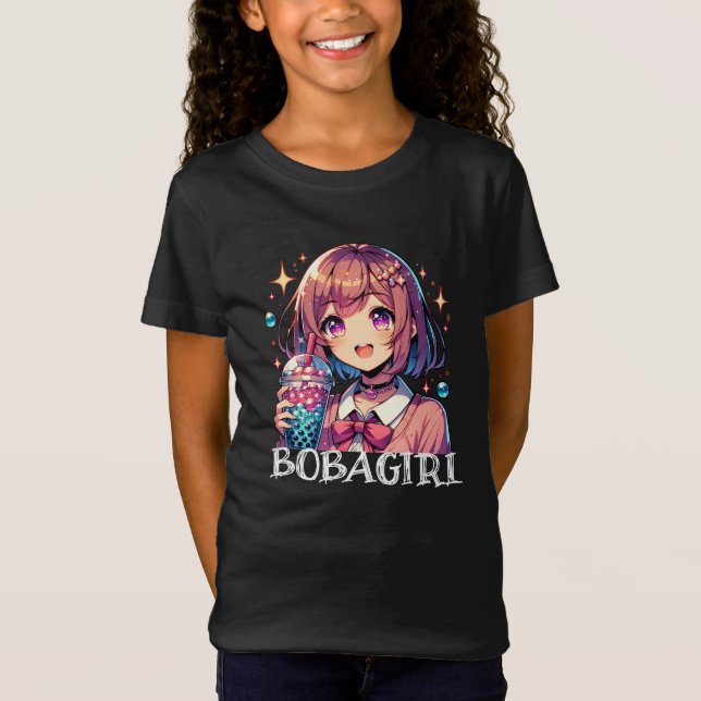 Niedliche Anime Girl Holding Bubble Tee (Vorderseite)