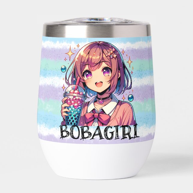 Niedliche Anime Girl Holding Bubble Tee (Vorderseite)