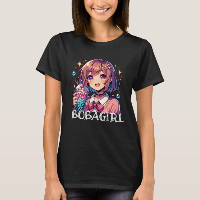 Niedliche Anime Girl Holding Bubble Tee (Vorderseite)