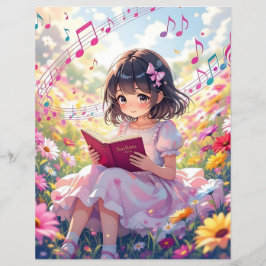 Niedliche Anime Girl Lesen eines Buches