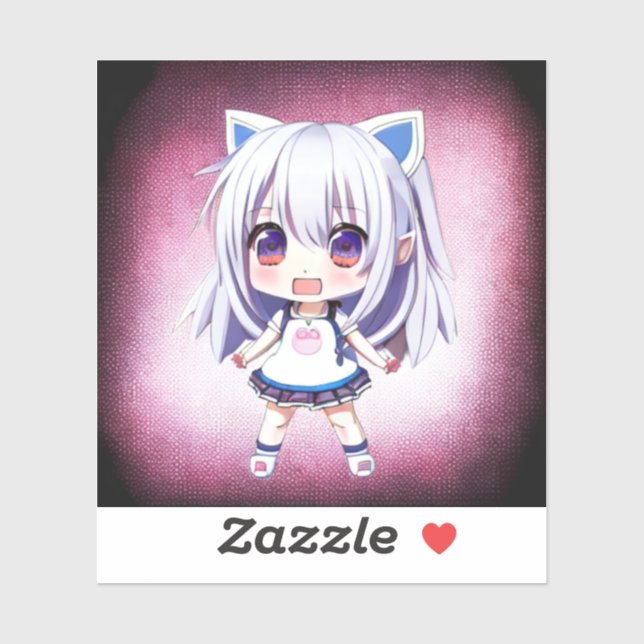 Niedliche Anime Girl mit Cat Ears Headband Aufkleber (Blatt)