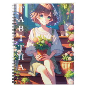 Niedliche Anime Girl mit einer Personalisierten Pf Notizblock
