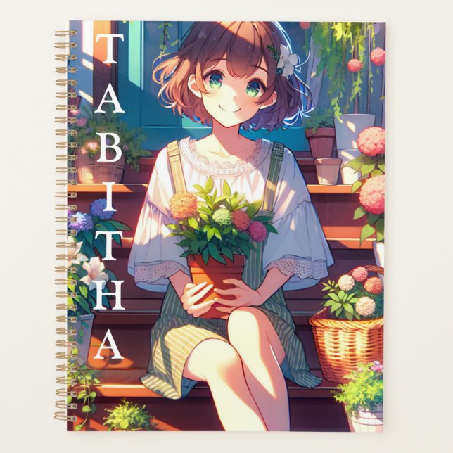 Niedliche Anime Girl mit einer Personalisierten Pf Planer (Vorderseite)