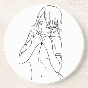 Niedliche Anime Girl, schwarz Untersetzer