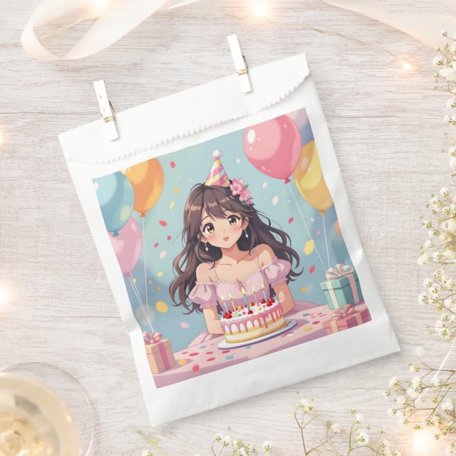 Niedliche Anime Girl's Geburtstagsparty Geschenktütchen (Ausgeschnitten)