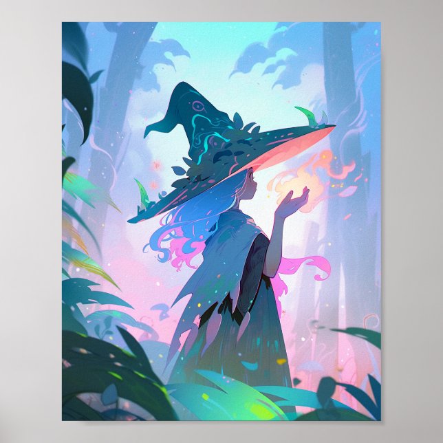 Niedliche Anime Hexe Girl Fantasy Art Poster (Vorne)