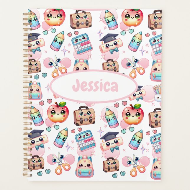 Niedliche Anime Kids School Pink Planer (Vorderseite)