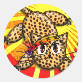 Niedliche Anime Leopard Kitty Rainbow Head Band Runder Aufkleber
