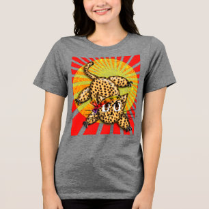 Niedliche Anime Leopard Kitty Rainbow Head Band Tri-Blend Shirt