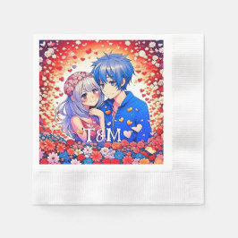 Niedliche Anime Themed Wedding Serviette