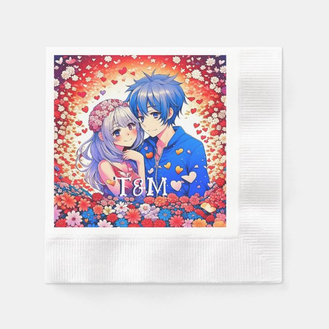 Niedliche Anime Themed Wedding Serviette (Vorderseite)