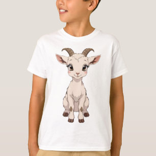 Niedliche Anime-Ziege mit großen Augen T-Shirt